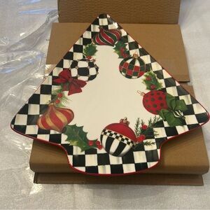 Mackenzie Childs Christmas Tree Shaped Decorative Platter BNWT